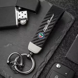 Carbon Fiber Style Car Keychain Microfiber Leather Key Chain For Alfa Romeo giulia stelvio giulietta 159 147 156 166