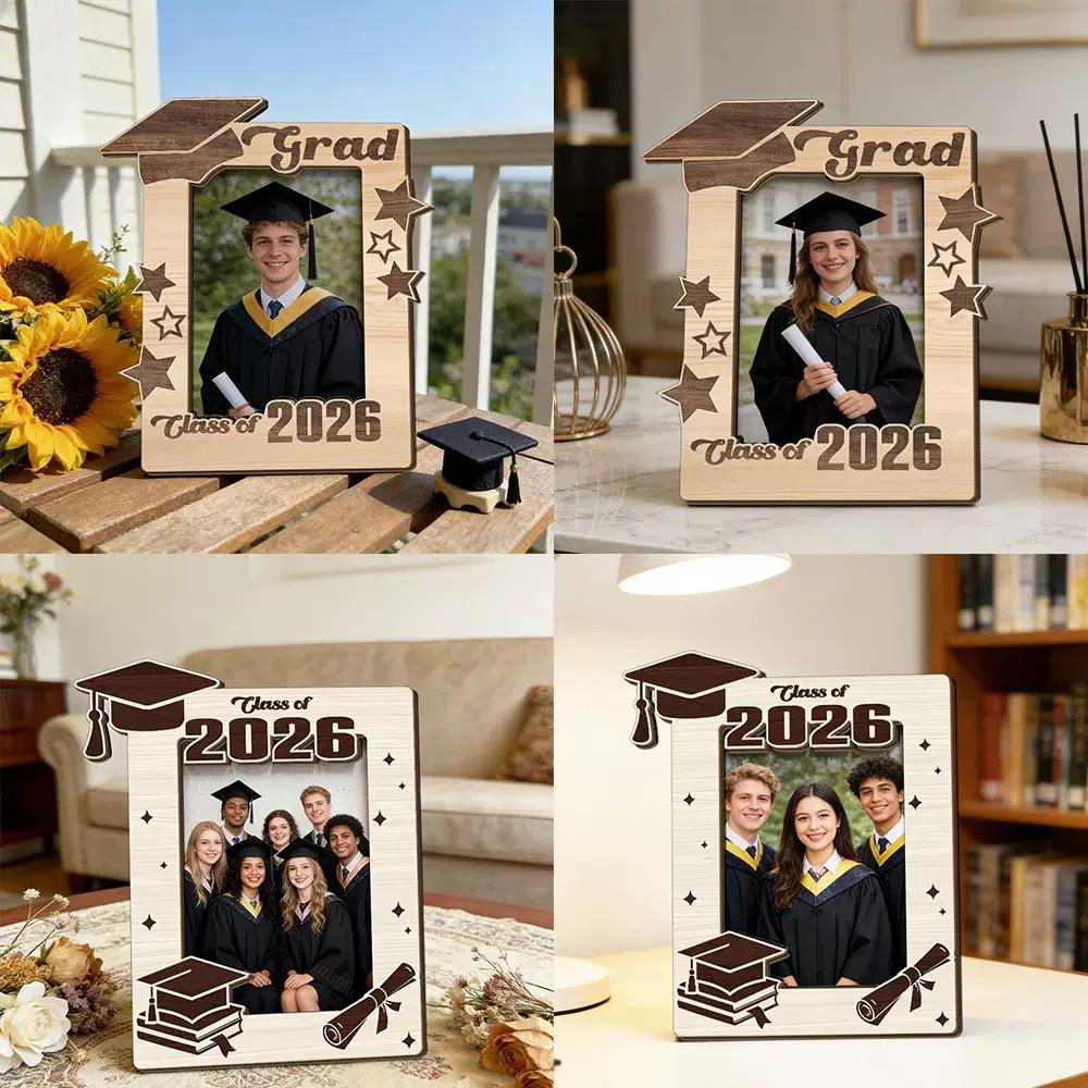 2026 Graduation Wooden Photo Frame , Commemorative Keepsake & Gift for Graduates,Perfect for Daughters, Sons, and Friends,Boyfriend,Girlfriend,Brother