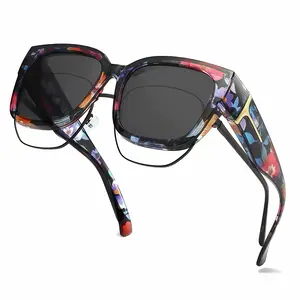 Oversized Square Polarized Fit Over Sunglasses for Men & Women - UV400 Protection Clip On Sun Glasses for Driving, Compatible with Prescription Eyeglasses