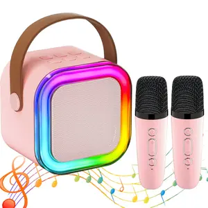 Mini Karaoke Speaker Suitable for Kids & Adults, Portable Bluetooth-compatible Microphone with LED Light, Ideal Christmas Birthday Gift for Boys & Girls