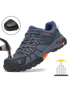Men's Safety Shoes Steel Toe Work Shoes, Puncture-Resistant Outdoor Support, Durable Rubber Sole Casual Footwear