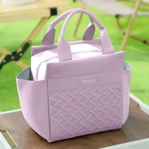 Insulated Lunch Tote，Lunch Bag for Women Men，Large Thermal Lunch Bag with PEVA Lining ，Reusable & Spacious for Work & School，2 Side Pockets for Utensils， Keeps Food Cold/Hot 8+ Hours