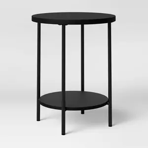 Wood and Metal Round End Table Black - Room Essentials Wood and Metal Round End Table Black - Room Essentials