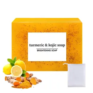 Lemon Turmeric 3pcs Kojic Acid Soap - Gentle Dark Spot Remover for Face Acne Cleanser Cream Cleansing turmeric soap Face Facial Skincare Radiant Comfort