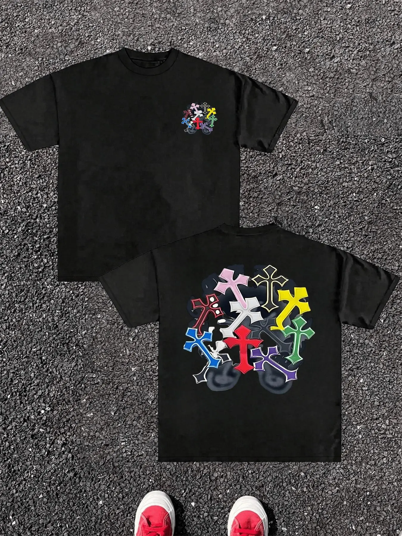 Men's T-shirt Pure Cotton Double Sided Digital Print With Colorful  Unisex Breathable harajuku cotton streetwear