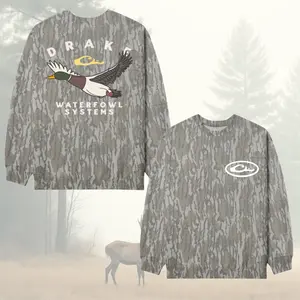 Mossy Oak Drake Waterfowl Retro Mallard Bottomland Camo Sweatshirt, Long Sleeve Outdoor Hunting Pullover Hooded, Duck Deer Waterfowl Hunting Lightweight Outdoor, Gift for Men & Women, Father's Day, Mother's Day,