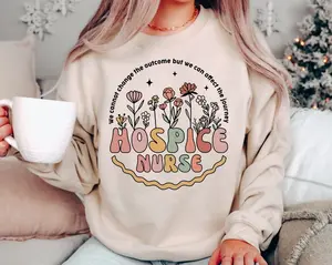 Retro Floral Nurse Sweatshirt, Hospice Nurse Sweater, Registered Nurse Sweatshirt, Nursing Student Shirt, Nurse School Graduation T-Shirt Womenswear Check