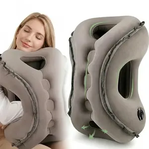 Inflatable Travel Pillow with Arm Hole | Airplane Neck Pillow for Long Flights Multi-Purpose Airplane Pillow | Ergonomic Travel Neck Pillow for Plane Car Office Portable Inflatable Neck Pillow for Travel | No Face Mark Travel Pillow for Adults