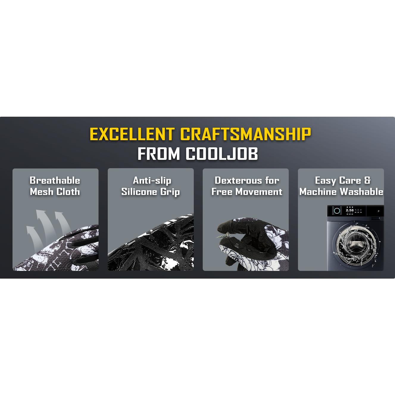 COOLJOB Mechanic Safety Work Gloves, Enhanced Anti-Slip Grip Tactical Gloves, Touchscreen (Skull) COOLJOB Mechanic Safety Work Gloves, Enhanced Anti-Slip Grip Tactical Gloves, Touchscreen (Skull)