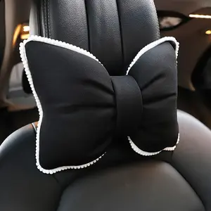 Car Headrest Pillow, Cute Bowknot Design Car Neck Pillow, Soft Comfortable Removable Car Interior Headrest Pillow, Car Accessories, Car Seat Attachment