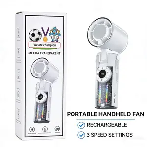 2026 Arrivals tailgate Fan: Ice-Cool 13000RPM, 199 Adjustable Speeds, 4-Color RGB Lights, 3H Battery, Clear Turbo Mechanics Multifunctional Cooling Fan Handheld Fan