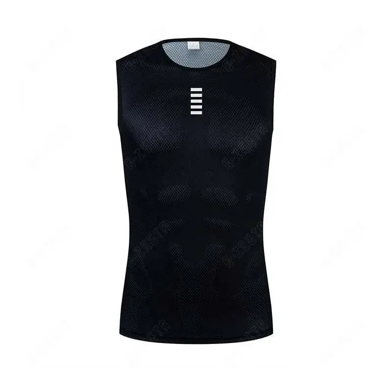 Men's Cycling Base Layer, Sleeveless Athletic Top with Compression Fit, Lightweight Quick-Dry Polyester Vest with Reflective Details for Biking & Running, Athletic Tops, Workout Vests, Sporty Vest
