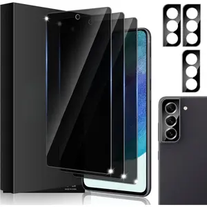 3+3 Pack for Samsung Galaxy S21/S22/S23 FE 5G Privacy Screen Protector & Phone Camera Lens Protector 9H Tempered Glass Cell Phone Protector Camera Case (Galaxy S21 FE Privacy)-USA