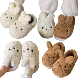 Miffy Cotton Women Slippers Autumn and Winter Warm Slippers Cartoon Cute Thick Soled Non Slip Home Plush Slippers Creative Gifts