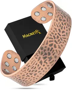 MagnetRX Mega Strength Magnetic Bracelet Wide Hammered Copper Cuff
