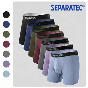 Separatec Men's Bamboo Rayon Ball-Support Dual Pouch Boxer Briefs, Natural Fabric with Spandex, Soft Stretchy Breathable Menswear Underwear, All Seasons Daily Use, 3/4/6/7-Pack Assorted Colors Multiple Sizes