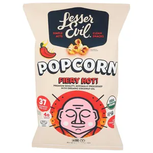 Lesser Evil Popcorn Fiery Hot Org - 4.600 OZ