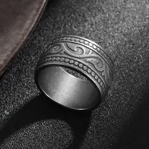 Titanium Steel Finger Ring Men Antique Silver Tribal Knot Irish Celtic Rune R13