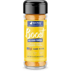Raw Paws Boost Pet Food Topper Freeze-Dried Cheese, 3.6-oz - Made in USA - Dog Food Toppers for Picky Eaters - Dog Cheese Treats Dog Food Seasoning - Meal Toppers for Dogs, Kibble Toppers for Dogs
