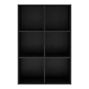 24/7 Shop At Home aModular Modern 6-Cube Storage Organizer Shelves, Stackable Wood Bookcase Fits Cubby Bins for Organization, Dorm Teen Room Decor, Home Office