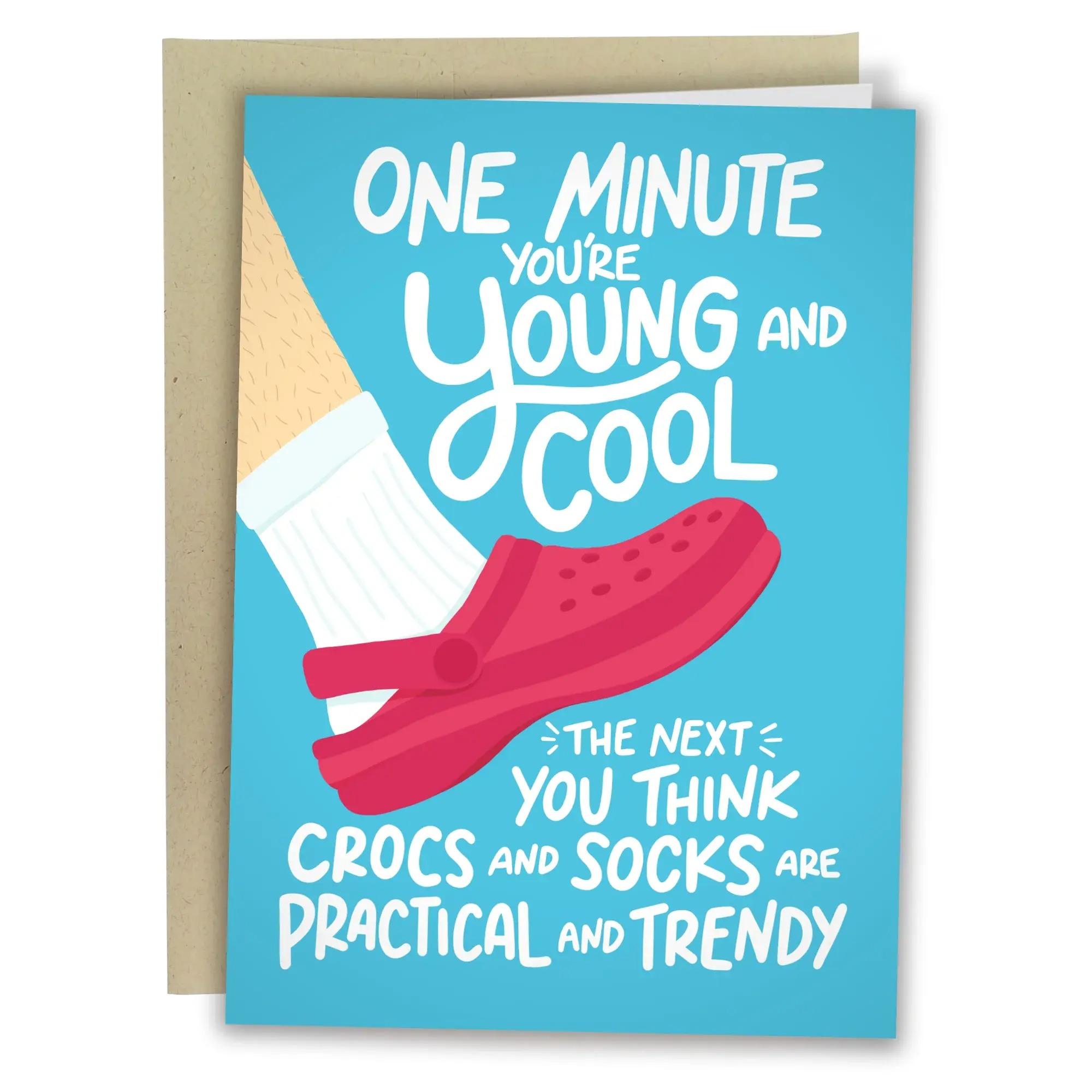 Crocs and Socks Funny Birthday Card, Funny Birthday Card for Friends, Crocs Lover Birthday Card, Humorous Greeting Card, Blank Inside