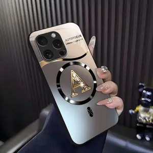 Suitable for [iPhone 16 Pro] high-end MagSafe phone case🥰, Luxury Gradient Bling Rhinestone Letter Magnetic Case Choose from all 26 letters—featuring a sophisticated, minimalist design 952