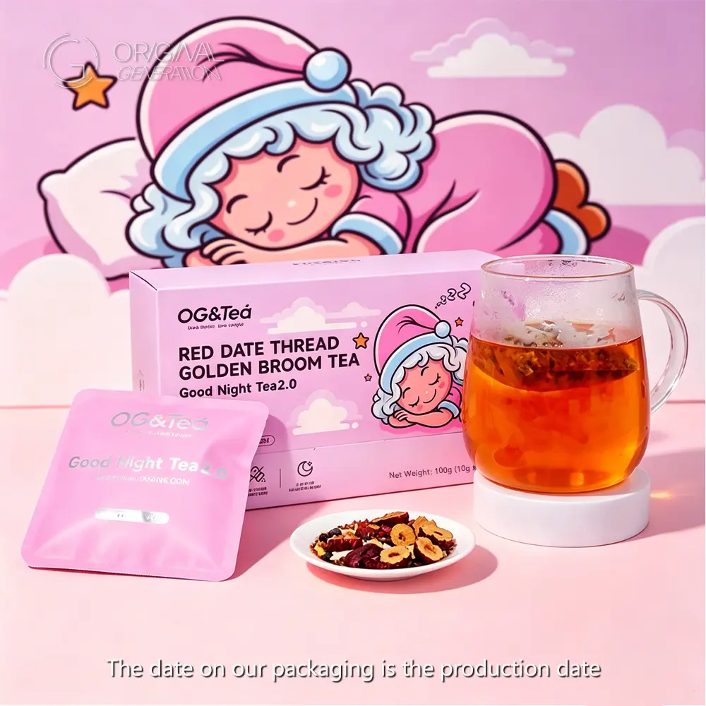 Thea Good Night Sleeping Tea 1 Carton 100g (10g x 10pcs) Caffeine Free Tea Red Date, Broom, Cassia Seed, Yam, Galangal, Orange Peel, Longan, Lily, Liquorice, Rosemary Leaf