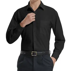 Men's Dress Shirt Regular Fit Stretch Long Sleeve Solid Business Wedding Button Down Shirts