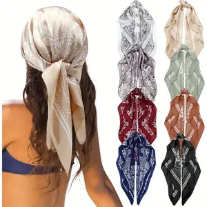8 Pcs 27.5 X 27.5 Inch Square Satin Head Scarves Women Silk Bandana Hair Scarves Hair Wrap Neck Scarf for Sleeping