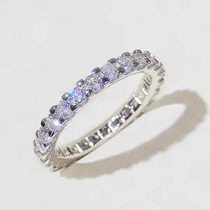 New Starry Sky Women'S Ring Single Row Full Diamond Simulated Diamond Ring Light Luxury Fashion Band Ring