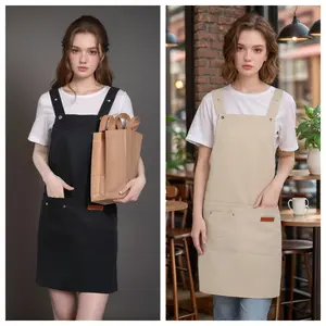 2-Pack Kitchen Cooking Apron for Men and Women, Chef Coffee Shop Workwear, Wide Straps, Comfortable and Easy to Clean