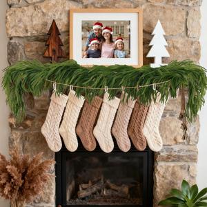 CANDELDO Pre-Lit Artificial Pine Garland, 6ft Christmas Garland with 30 LED Bulbs - Remote Timer, 12 Lighting Modes - Fireplace, Stairs Decor