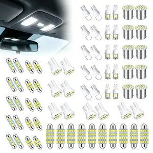 42Pcs Interior Car Lights, Super Bright White Dome Map Tail Cab Lights Bulb Kit, Light 31 36 41 mm 12v De3175 6411 T10 2825 6612f 6615f for Dome Map Read Door Trunk Glove Box License Plate Cargo Courtesy(White)