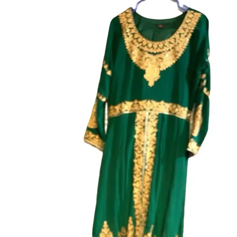 Pakistani Dresses - Green Color with Gold Embellishments Traditional Style Clothing