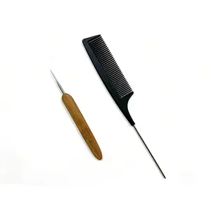 CCLG 【2pack】Dreadlock (0.5mm)Crochet Hook for locs,Rat Tail Comb, Interlocking Tool for locs, Applicable for installing the loc extension,loc repair fake  dreads