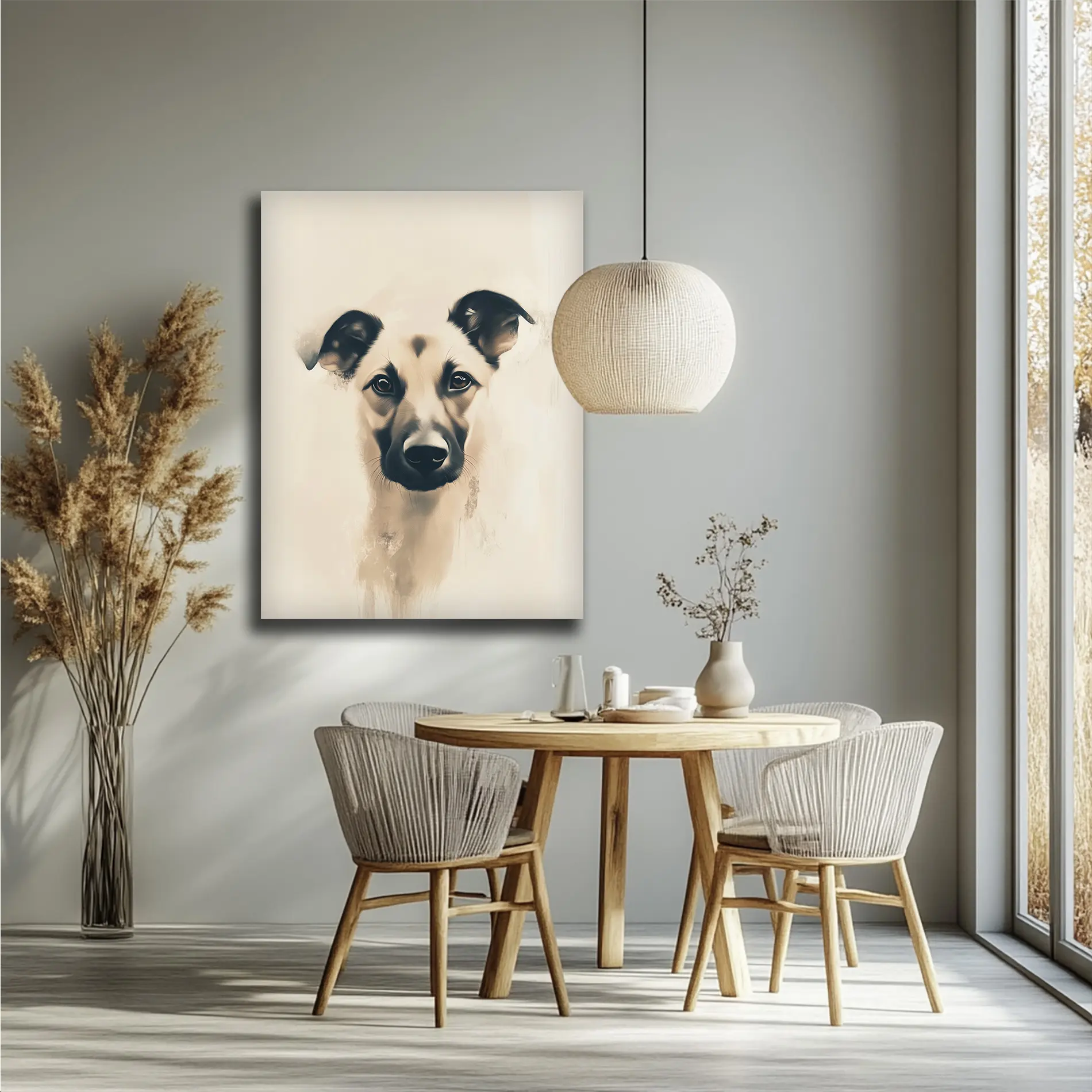 Pet Dog Canvas Wall Art - Cute Puppy Portrait for Living Room Decor, Personalized Dog Lover Gift, Vibrant Animal Painting, Ready To Hang Home Decor Poster Decoration