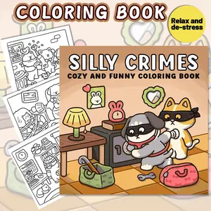 Funny Crime Coloring Book, Comfortable and Fun Art and Craft, Bold and Simple Illustrations, Relaxing and Relaxing, Suitable for Halloween and Christmas Decorations and Holiday Gifts, Art and Craft Decompression Coloring Book, DIY Material