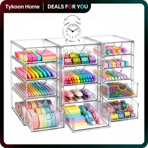 [Deals for You] Acrylic Organizer with 13 Drawers - 3 Pack Bathroom Counter & Desk Organizer for Cosmetics, Office Supplies, Pencils, Coffee Pods