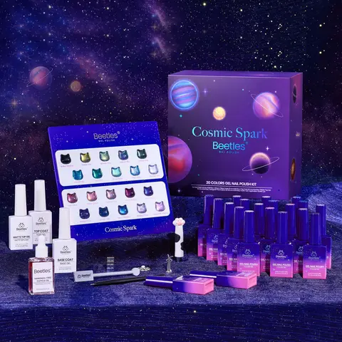 [Exclusive to TTS] Beetles Starry Sky Gel Nail Polish Set, 20 Colors 10ml Galaxy Magnetic Cat Eye Glitter Gel Polish Kit with Base Coat, Glossy & Matte Top Coat, 6 Magnet Tools, Nail Art Gift Set for Women Girls, Manicure, Bottle, Diy Nails At Home