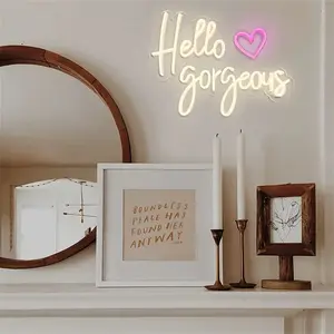 Hello Gorgeous LED Neon Sign, USB Powered, Easy Installation, Wall Decor for Bedroom, Vanity Room, Game Room, Holiday & Birthday Gift