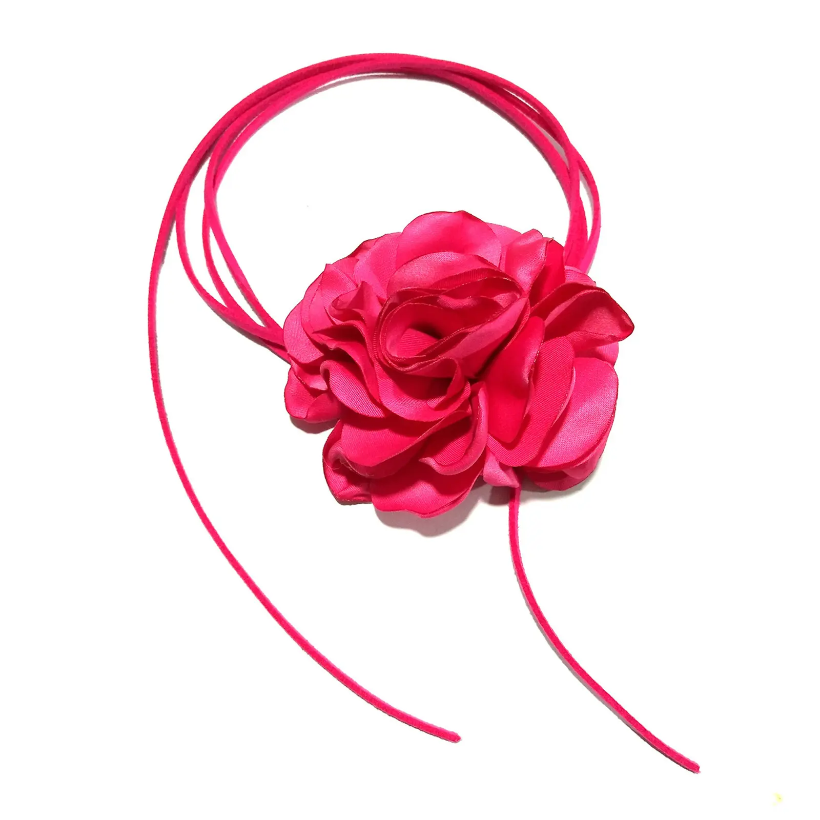 OIDEA Fabric Flower Long Rope Necklace 59 Inch Boho Statement Floral Pendant Women Fashion Jewelry Accessories, Floral Drop Necklaces, Textured Rope Necklaces