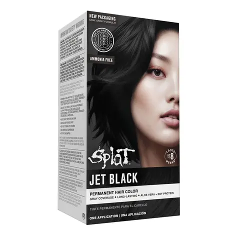 Splat Jet Black Permanent Hair Color - Bold Fade-Resistant Black with Aloe Vera & Soy Protein for Deep Intense Color and Long-Lasting Results
