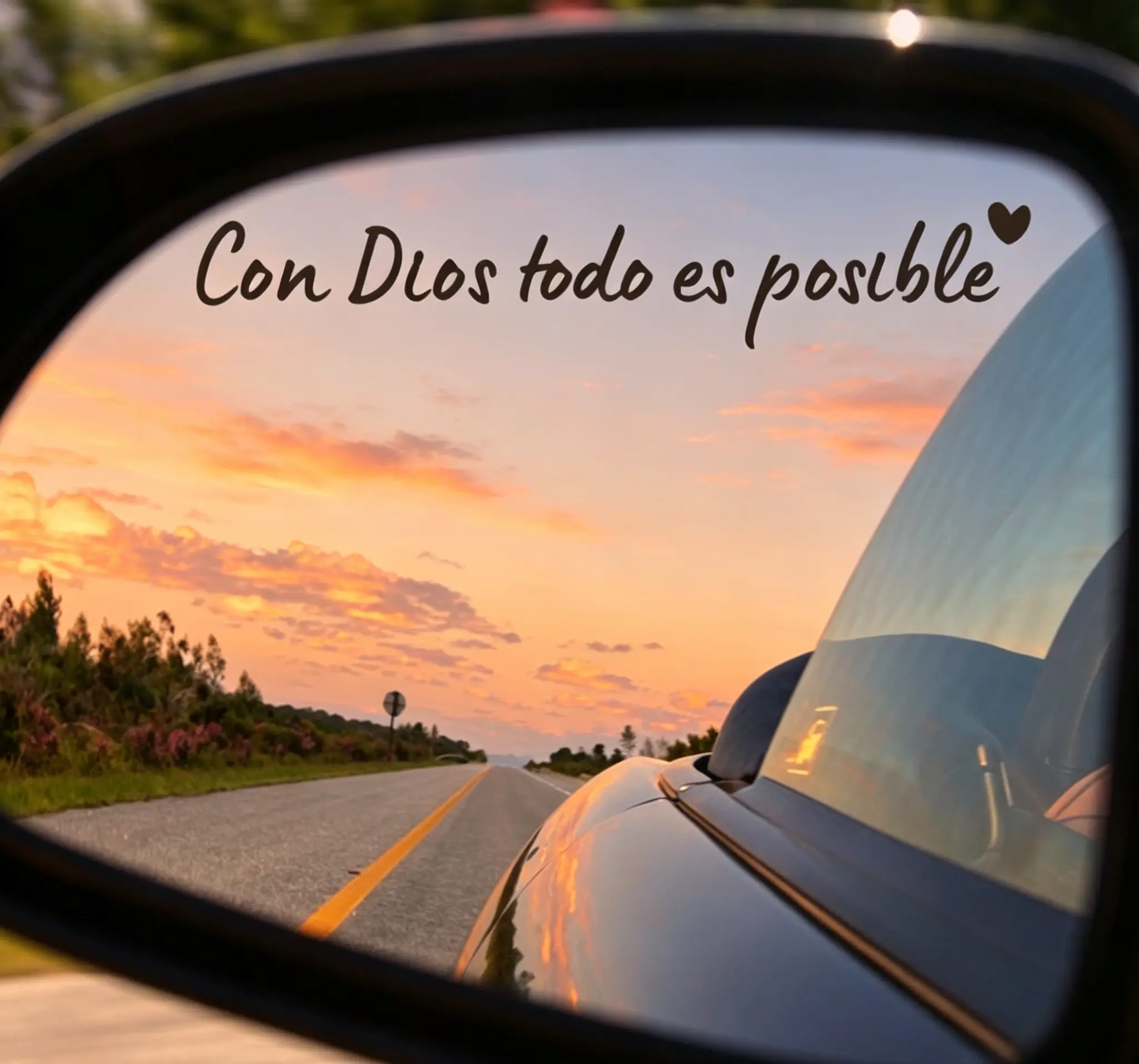 4-Pcs Christian Spanish Quote Car Stickers with "Con Dios Todo Es Posible" Slogan, PVC Plastic, Daily Motivation for Cars Rearview Mirror, Easy Peel & Firm Adhesion