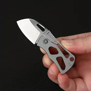 Mini Silver Color Stainless Steel Folding Fruit Knife, Outdoor Convenient Household Unboxing Knife, Keychain Pocket Knife