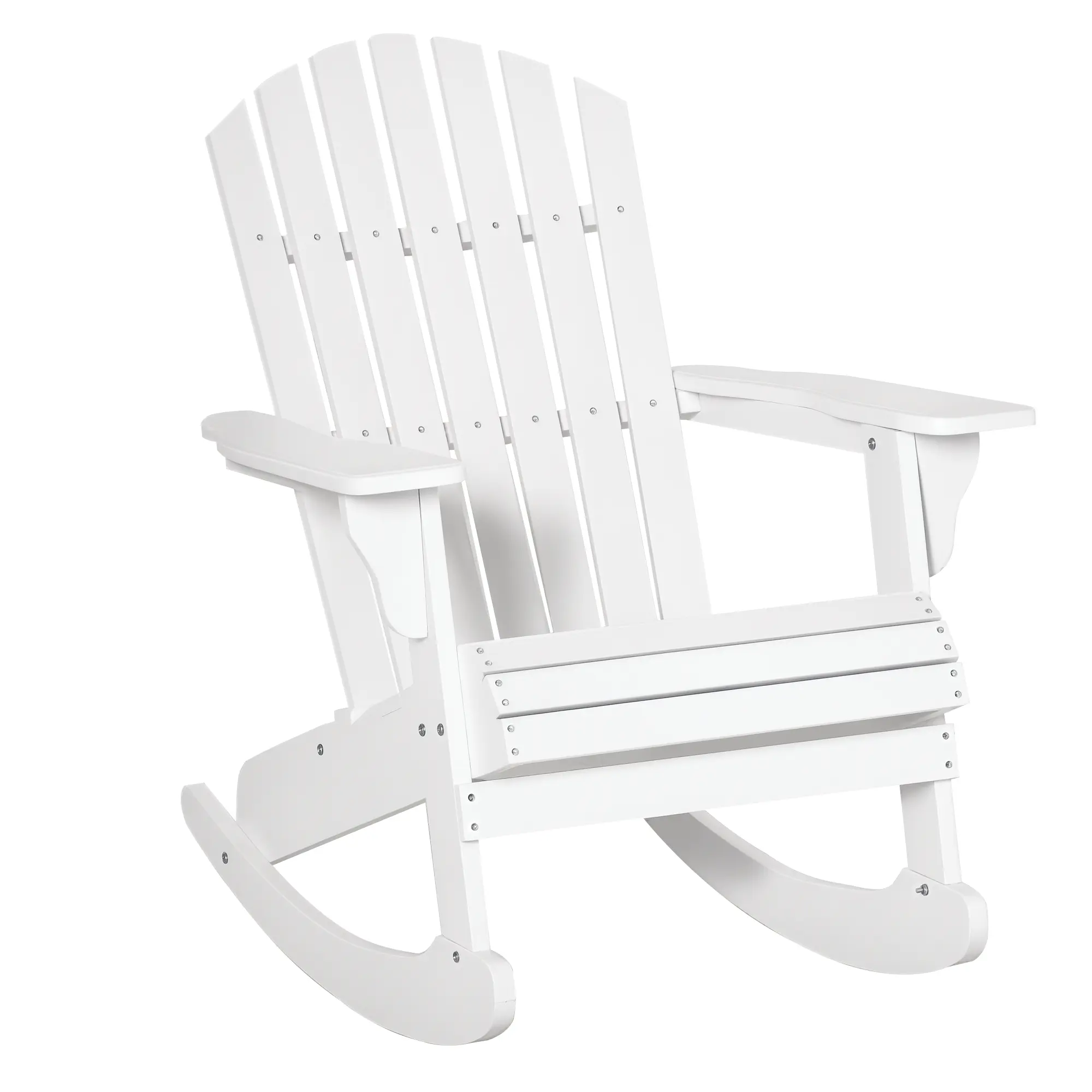 Solid Natural Wood Durable Weather-Resistant Rocking Chair, Wide Armrests, Curved Tall Backrest, Painted Varnish for Beauty & Durability, for Patio or Lawn, Assembly Required, Durable Rocking Chairs, Weather-Resistant Rocking Chairs
