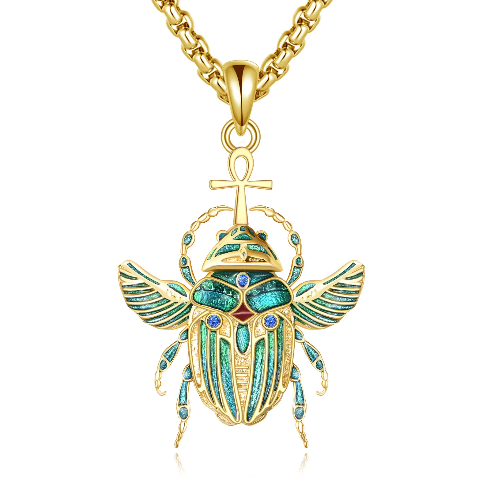 Scarab Pendant S925 Sterling Silver Scarab Beetle Necklaces Egyptian Scarab Jewelry Gifts for Women Men