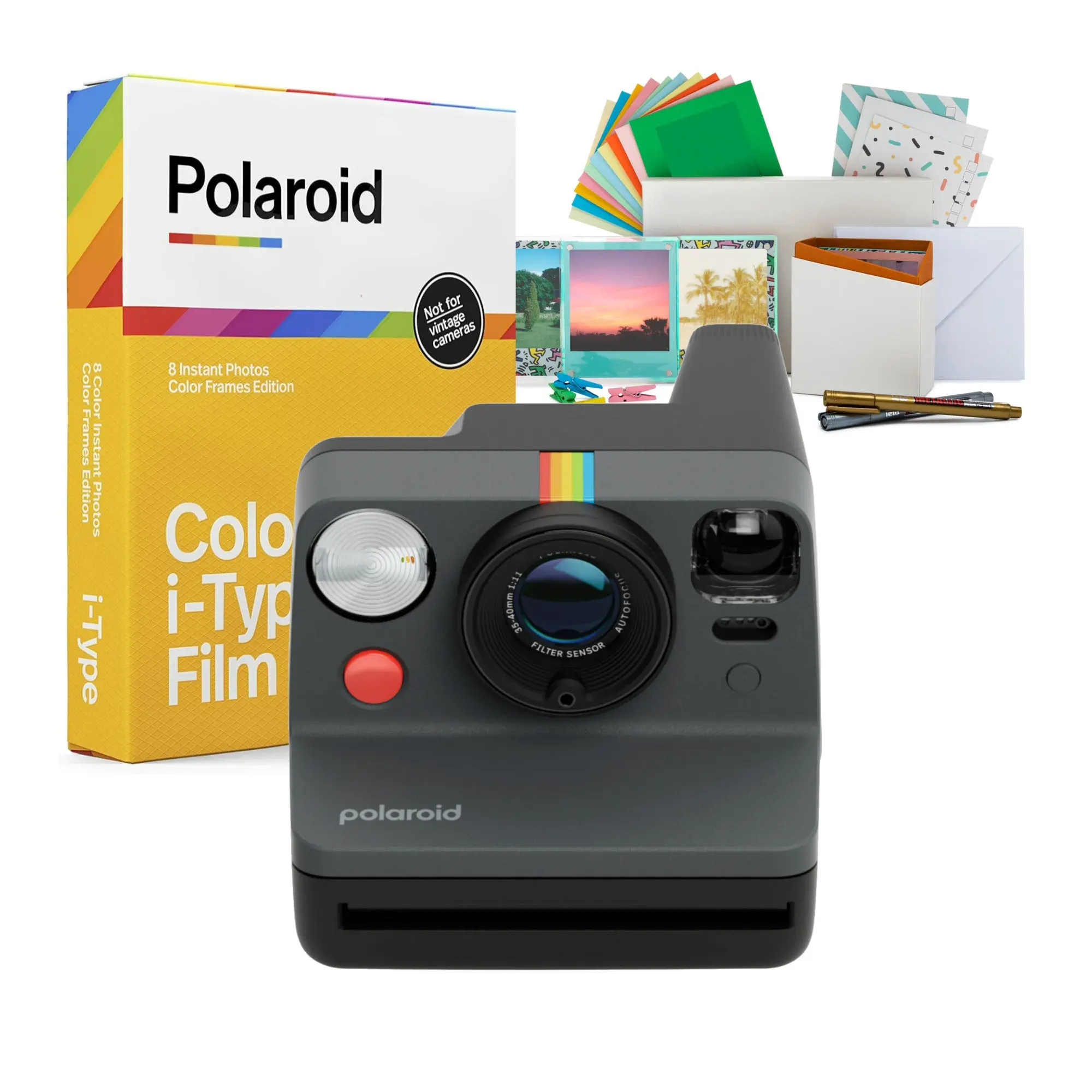 Polaroid Now Generation 3 Instant Camera (Black) with Film Kit and Color Film for I-Type Bundle