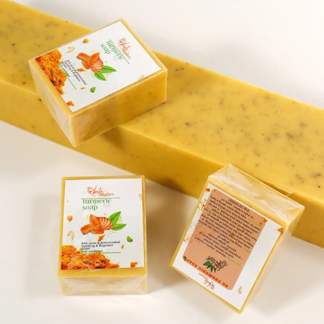 Unisex 3pcs Chemical-Free All-Natural Turmeric Soap - Gentle Exfoliate Cleanser for Face/Hands, Anti-Acne, Eczema Relief, Brightening, Dark Spot & Scar Fading, Skin Repair, Youth Boost, Handcrafted Bath/Shower Use