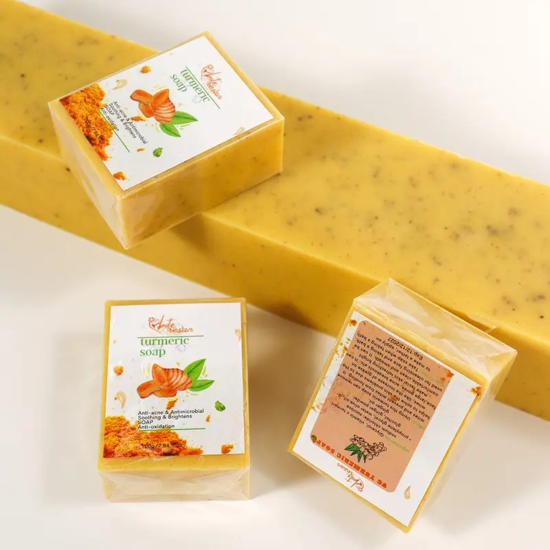 Unisex 3-Pack All-Natural Turmeric Soap - Chemical-Free Gentle Exfoliating Cleanser, Antibacterial, Eczema Relief, Brightening, Dark Spot & Scar Fading, Sensitive Skin Bath & Shower Natural Bath Products for Skin Health, Handcrafted