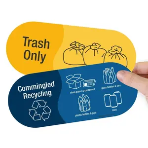 4-Pack Recycle and Trash Can Stickers - Waterproof Vinyl Labels for Waste Bin Organization - Food Waste, Mixed Recycling, Trash Only - 3.75x9 Inch